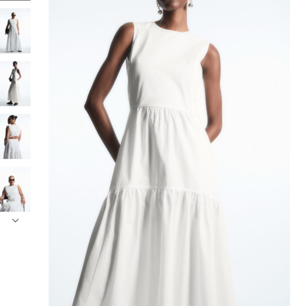 COS OPEN-BACK TIERED MIDI DRESS